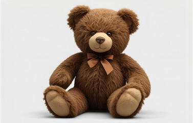 Obraz premium Isolated teddy bear, classic brown, sitting, transparent background