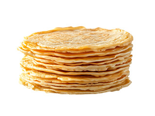 Stack of thin pancakes isolated on transparent background