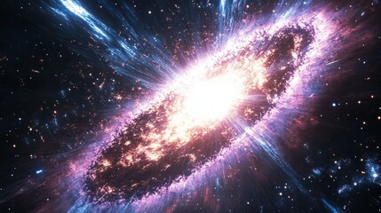 Expansive radiant gamma ray burst illuminating the galaxy and captivating cosmic observers worldwide