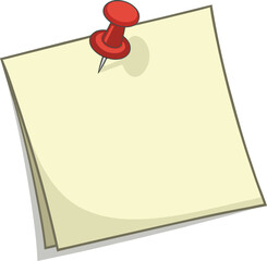 note paper with push pin vector illustraion design