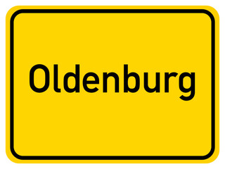 Illustration of a city entrance sign for the city of Oldenburg