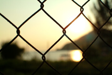 Fototapeta premium Close-up chain link fence