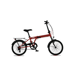 Red folding bicycle isolated on white background, a practical and spacesaving mode of transportation for urban commuting and recreational cycling
