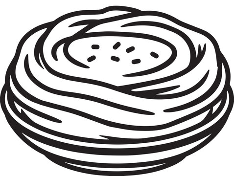 Traditional hummus dip with pita icon in vector