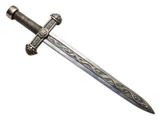 Ornate medieval dagger isolated - on white background