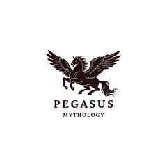 Fototapeta premium Elegant engraving style illustration of a majestic Pegasus with detailed wings and flowing mane. design vector