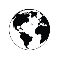 Obraz premium Silhouette vector of the planet Earth with land and sea divisions, conveying unity, globalization, or environmental focus.