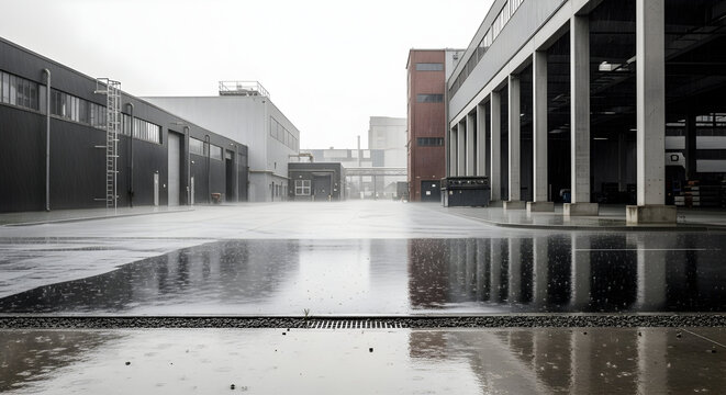 Rainy day industrial area
