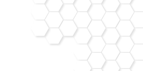 White abstract grid Hexagonal Background. Luxury White Pattern. Futuristic abstract honeycomb mosaic white background. geometric mesh cell texture. modern futuristic wallpaper.	