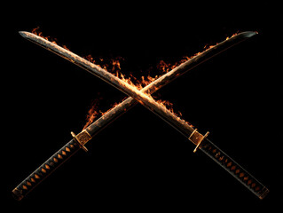 Blazing Katana Cross Fiery Swords