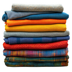 Stack of colorful clothes isolated on white and transparent background