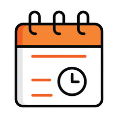 Schedule and Appointment Calendar Vector Icon with Clock