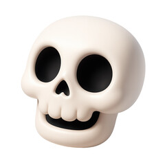 Fototapeta premium 3D isolated cartoon style skull icon with smooth shapes and a friendly expression, representing themes of Halloween, symbolism, and macabre humor on a transparent background