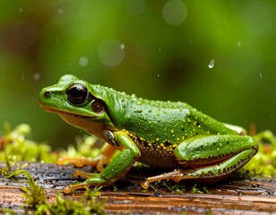 Obraz premium Close-up of a vibrant green tree frog