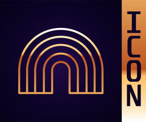 Obraz premium Gold line Rainbow icon isolated on black background. Vector