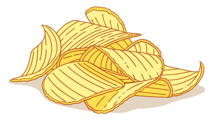 Pile of Crispy Potato Chips HandDrawn Illustration.