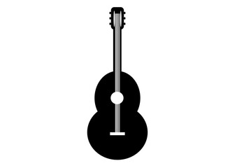 Black and white vector graphic of classical guitar. Illustration made August 5th, 2025, Zurich, Switzerland.