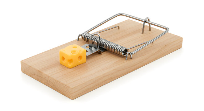 Traditional Wooden Mouse Trap &ndash; Pest Control Object on White