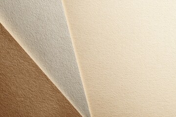 Abstract layered textured papers in light beige, taupe, and light gray