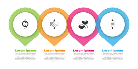 Set Chinese paper lantern, fortune cookie and . Business infographic template. Vector