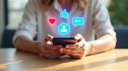 Social media engagement connecting through mobile