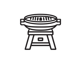 Korean BBQ grill plate in elegant vector outline
