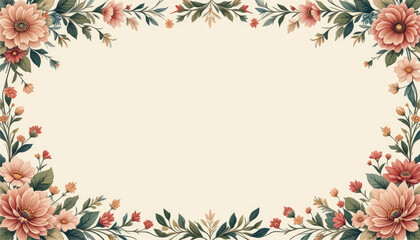 Obraz premium Frame with flowers and leaves