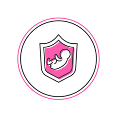 Filled outline Baby on shield icon isolated on white background. Child safety sign. Vector