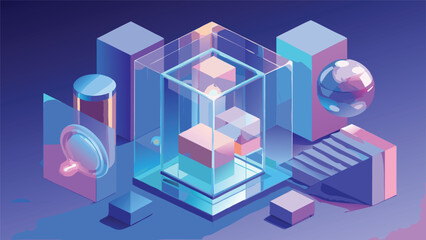 Obraz premium background featuring a pattern of blue and purple cubes arranged in a dynamic design..eps