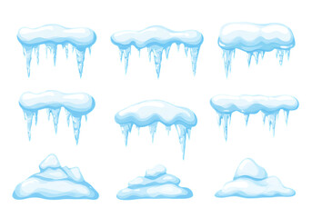 Cartoon Snow and Icicle Set