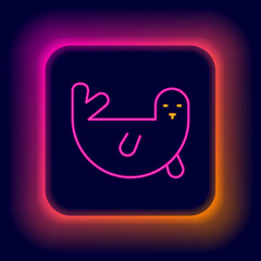 Glowing neon line Fur seal animal icon isolated on black background. Colorful outline concept. Vector
