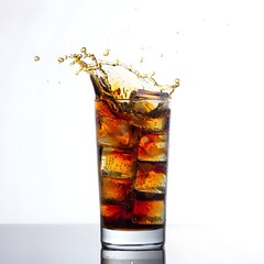 Refreshing Soda Splash with Ice Cubes - Close Up