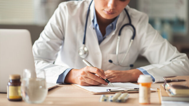 Female doctor working in medical clinic