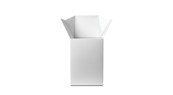 Open white box, top-down view