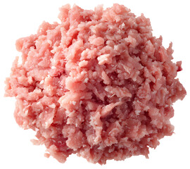 minced pork, raw minced meat, isolated background.