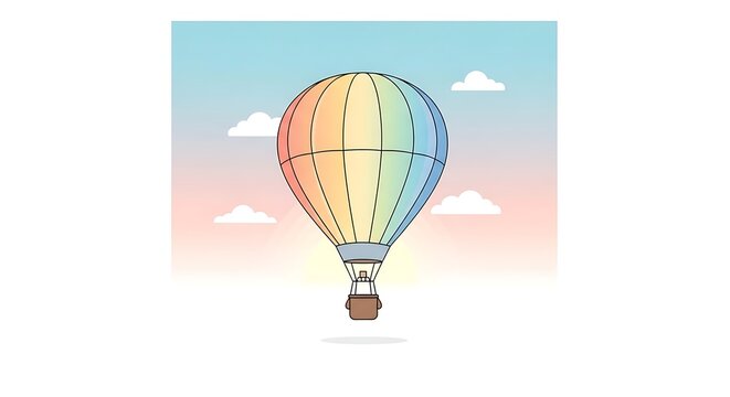 Hot Air Balloon Lifting Off &ndash; Dreamy Vector Illustration