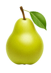 Green Pear with Leaf Isolated
