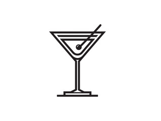 Classic martini glass icon in clean vector style
