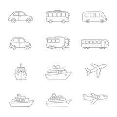 clean stylish elegant modern detailed professional high quality Transportation Icons Set