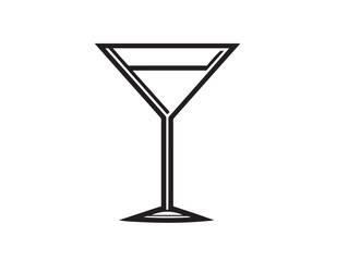 Elegant martini icon with olive in minimalist outline