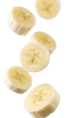 Falling Banana Slices - Isolated on White Background
