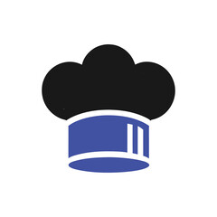 chief hat black and blue vector icon 
