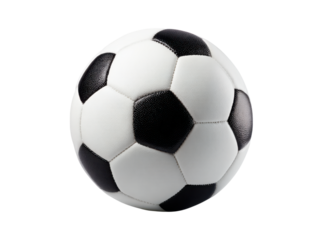 Classic black and white soccer ball isolated on black sport game, Isolated, Png Transparent Background