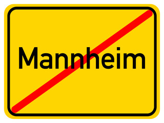 Illustration of a city exit sign for the city of Mannheim