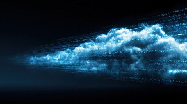 Dynamic cloud computing data transfer digital environment abstract visualization high-speed connectivity concept