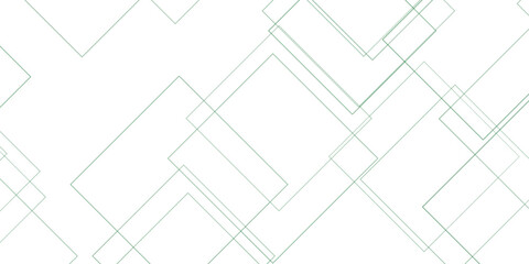 Abstract geometric pattern of overlapping thin green squares on a white background for modern design concepts