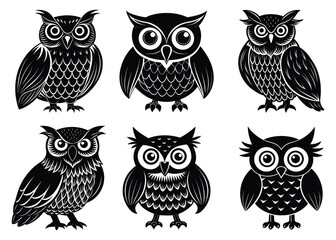 Fototapeta premium Whimsical Cartoon Owl Silhouette Vector for Children’s Projects and Nature Themes