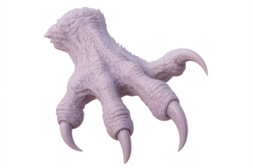Pink monster paw with sharp claws reaching forward, isolated on transparent background, perfect for horror or fantasy projects