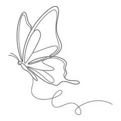 Flying butterfly line art