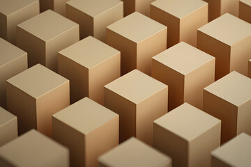 Three-dimensional array of uniform beige cubes creating a structured and abstract modern background.